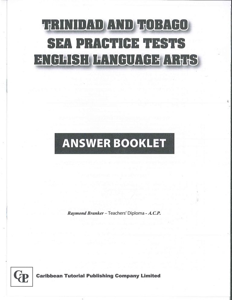 Trinidad And Tobago SEA Practice Tests English Language Arts Answer Booklet Caribbean Tutorial