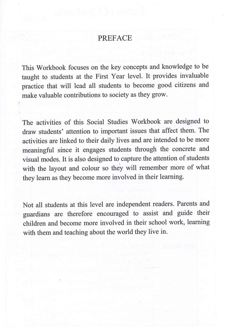 Trinidad and Tobago Social Studies for Primary School Infant Year 1