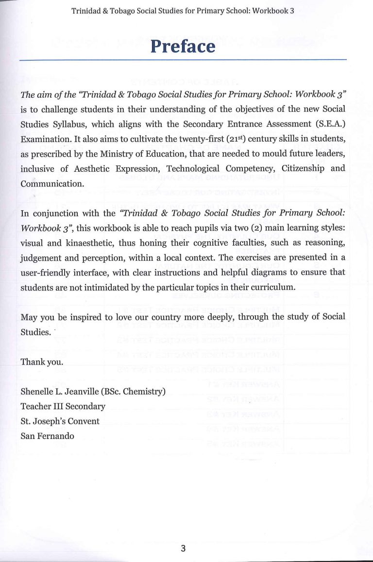 Trinidad & Tobago Social Studies for Primary School Workbook 3